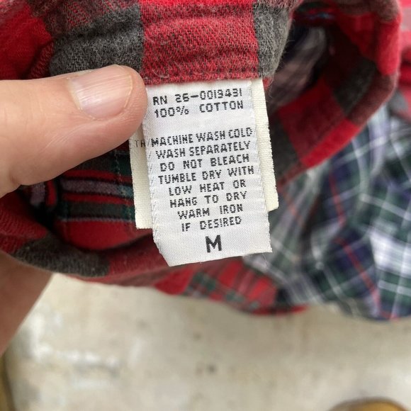 Vintage 90’s L.E.I. Patchwork Cotton Plaid Button Up Shirt Men’s Medium - Picture 6 of 7